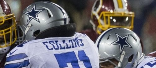 La'el Collins Cowboys at Redskins 12/7/15 by Keith Allison via Wikimedia Commons