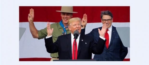 Trupp egged thousands of American boy scouts to boo Obama. Image credit - MRSUPERBOY223/YouTube. Trupp egged thousands of American boy scouts to boo Obama. Image credit - MRSUPERBOY223/YouTube.