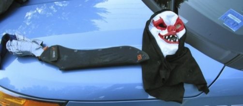 Photo creepy clown mask courtesy Maine State Police