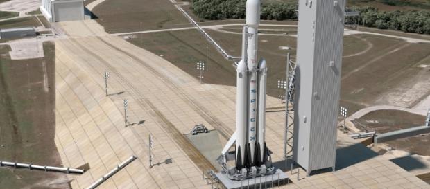 Falcon Heavy on the pad (SpaceX with permission Flickr) Falcon Heavy on the pad (SpaceX with permission Flickr)