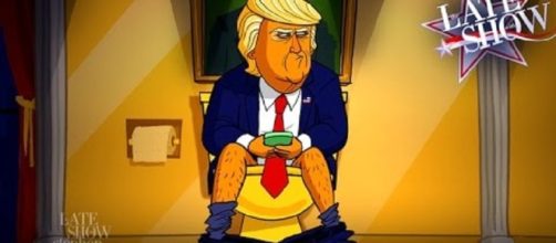 A 10-episode animated Trump series will soon air on "Showtime." - Image credit - The Late Show/YouTube.