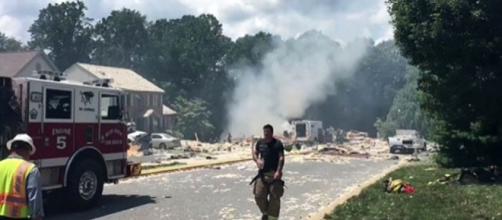Photo gas explosion destroys home screen capture from Twitter video/Lancaster Fire Department