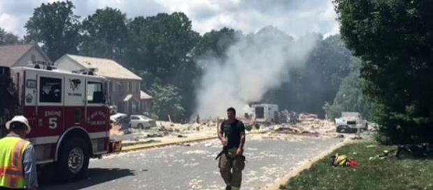 Photo gas explosion destroys home screen capture from Twitter video/Lancaster Fire Department Photo gas explosion destroys home screen capture from Twitter video/Lancaster Fire Department
