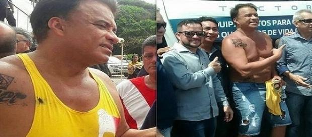 O deputado Wladimir Costa (SD-PA) emocionou-se após tatuar o nome de Temer em seu ombro O deputado Wladimir Costa (SD-PA) emocionou-se após tatuar o nome de Temer em seu ombro