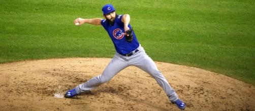 Cubs starter Jake Arrieta delivers a pitch in the first in… | Flickr - flickr.com