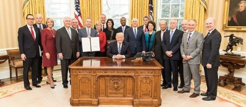 President Donald Trump's 24-person cabinet consists of 20 men and 4 women. (Image via @realDonaldTrump on Twitter)