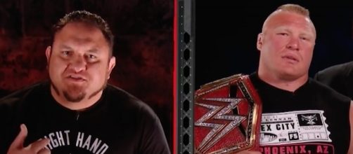 Samoa Joe and Brock Lesnar appeared in a backstage interview segment on Monday's "Raw" for July 3rd, 2017. [Image via WWE/YouTube]