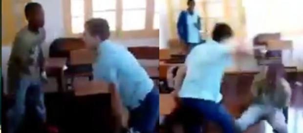Polski chłopiec w bójce z agresywnym imigrantem (źródło: youtube.com). Polski chłopiec w bójce z agresywnym imigrantem (źródło: youtube.com).