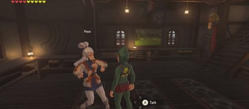 Link wearing Tingle's outfit in 'Breath of the Wild' (image source/YouTube)