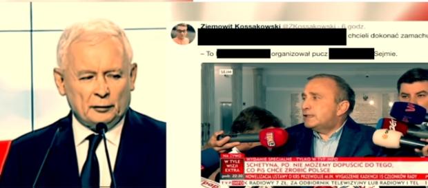Jarosław Kaczyński oraz Grzegorz Schetyna (źródło: TVP Info). Jarosław Kaczyński oraz Grzegorz Schetyna (źródło: TVP Info).