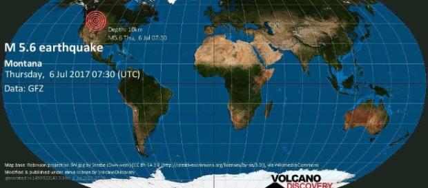 M5.8 earthquake on Thu, 6 Jul 06:30:17, Montana. (Image Credit: volcanodiscovery.com) M5.8 earthquake on Thu, 6 Jul 06:30:17, Montana. (Image Credit: volcanodiscovery.com)