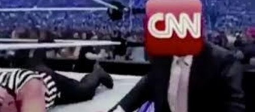 A screen shot showing the GIF that was edited to make it appear that Donald Trump wrestled CNN - Flickr/Hagmann Report