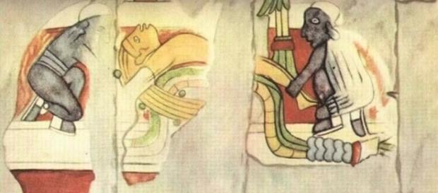 Uno de los murales donde se representan varias personas. Una de ellas destaca de los demás y parece que lo estén torturando. Uno de los murales donde se representan varias personas. Una de ellas destaca de los demás y parece que lo estén torturando.