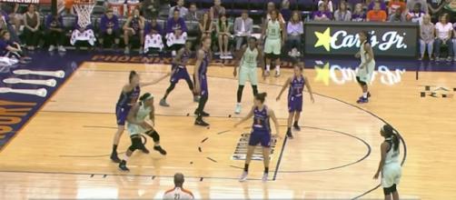The Liberty and Mercury have their third meeting of the season on Sunday. [Image credit WNBA/YouTube]