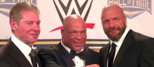 Vince McMahon, Kurt Angle, Triple H | Wwe Hall Fame |screen grab