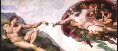 La creazione dell'uomo, Michelangelo Cappella Sistina.Fonte:http://www.sardegnablogger.it/non-in-nome-di-dio-di-giampaolo-cassitta/