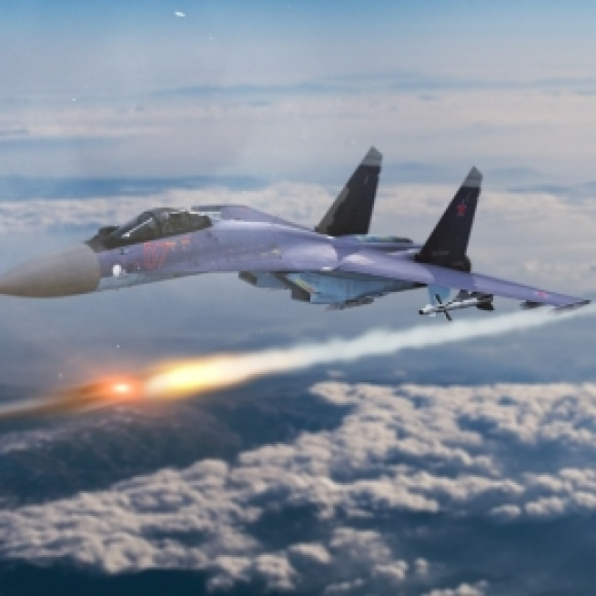 Russian Su-35 forerunner of the Su-57.https://pixabay.com/en/sukhoi-35-aircraft-russian-1880484/