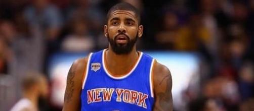 Kyrie Irving wearing New York Knicks jersey (via YouTube - CliveParody)