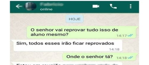 O professor não esperava por essa mensagem ( Foto - WhatsApp )