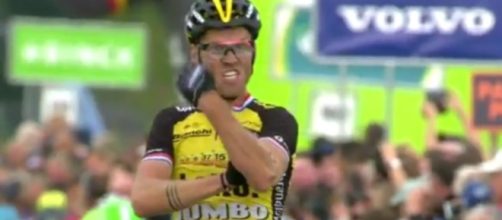 Lars Boom, il gestaccio all'arrivo della quinta tappa del BinckBank Tour