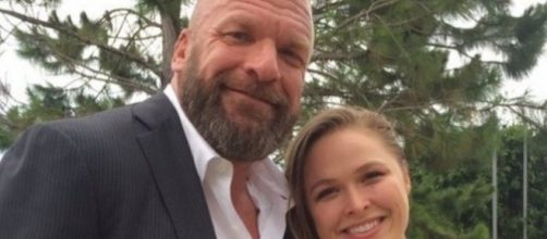 Triple H and Ronda Rousey/ photo by @BCampbellCBS via Twitter