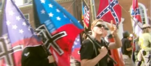 White nationalists at Charlottesville, Virginia rally / [Image screenshot from CBS News via YouTube:https://youtu.be/C_5fPUH1GQM]