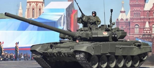 T-90 tanks on parade in Russia https://en.wikipedia.org/wiki/T-90 T-90 tanks on parade in Russia https://en.wikipedia.org/wiki/T-90