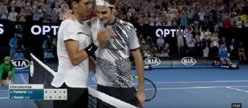 Federer and Nadal at the end of 2017 Australian Open final/ Photo: screenshot via YouTube
