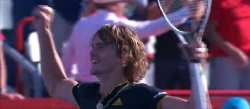 Alexander Zverev celebrating 2017 Rogers Cup title/ Photo: screenshot via Tennis TV channel on YouTube