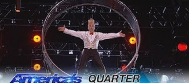 Daring performer, Bello Nock, brought his Wheel of Death to impress "America's Got Talent" judges in the Season 12 quarterfinals Screencap AGT/YT Daring performer, Bello Nock, brought his Wheel of Death to impress "America's Got Talent" judges in the Season 12 quarterfinals Screencap AGT/YT