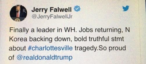 Jerry Falwell Tweet. Cheryl E Preston.