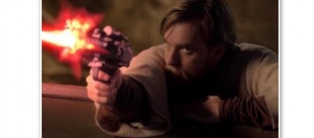 Obi-Wan Kenobi fires upon General Grievous in 'Attack of the Clones' via Wookiepedia, a fair use site Obi-Wan Kenobi fires upon General Grievous in 'Attack of the Clones' via Wookiepedia, a fair use site
