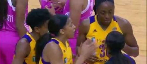 Candace Parker and the L.A. Sparks grabbed a double overtime win in Chicago on Friday night. [Image via WNBA/YouTube]