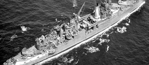 The torpedoed USS Indianapolis in 1949 / Photo via Wikimedia Commons