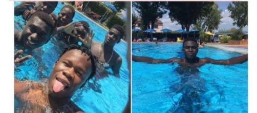 Migranti giocano e si divertono in piscina con don Massimo Biancalani