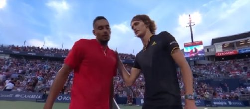 Kyrgios and Zverev at 2017 Rogers Cup in Montreal/ Photo: screenshot via Tennis TV channel on YouTube