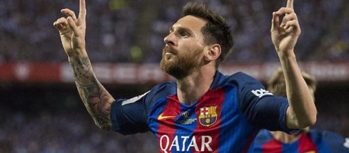 Leo Messi celebrando un gol con el Barça.