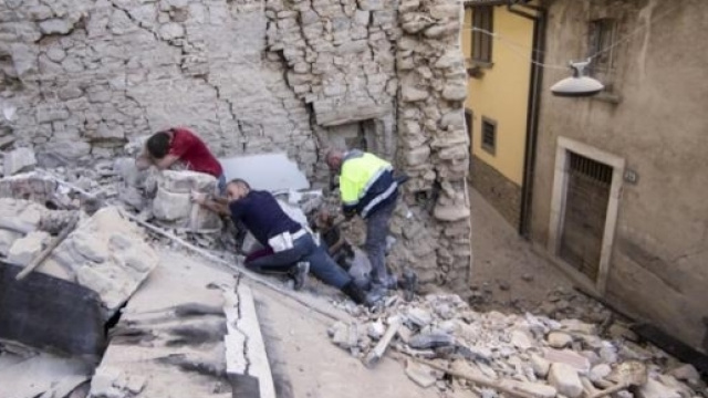 Una zona di Amatrice devastata dal terremoto dei 24 agosto 2016