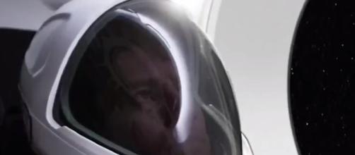 The first official image of the SpaceX spacesuit. (UrBrain Wash TV/YouTube screenshot)