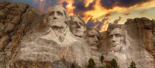 Storm clouds gather over monuments