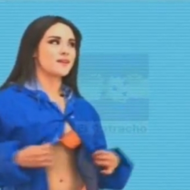 Garota tirou a roupa enquanto apresentava a previsão do tempo (foto: Captura de vídeo)