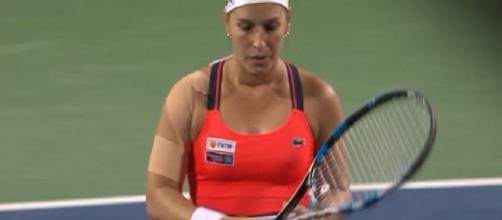 Cibulkova during 2017 New Haven Premier event in Connecticut/ Photo: screenshot via WTA channel on YouTube