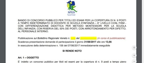 Bando concorso docenti scuola infanzia, scadenza 31/08