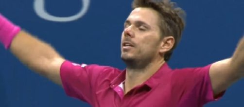 Wawrinka celebrating his 2016 US Open win over Djokovic/ Photo: screenshot via GrandSlam Highlights III channel on YouTube