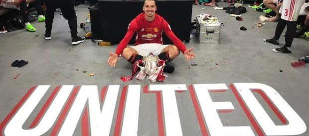 Last season after winning the Community Shield Zlatan and teammates celebrating in locker room- ibrahimovich twitter Last season after winning the Community Shield Zlatan and teammates celebrating in locker room- ibrahimovich twitter