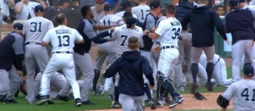 The Tigers and Yankees had three bench-clearing brawls in their game on Thursday. [Image via MLB/YouTube]
