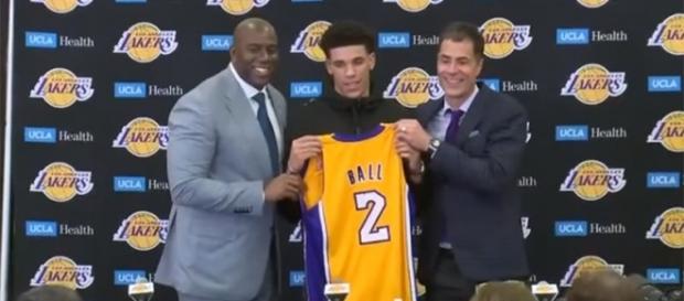 The Los Angeles Lakers welcomes Lonzo Ball (via YouTube - NBA Center) The Los Angeles Lakers welcomes Lonzo Ball (via YouTube - NBA Center)