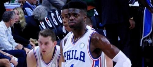Nerlens Noel with the Philadelphia 76ers in 2015 [Image by Patriarca12 |Wikimedia Commons| Cropped | CC BY-3.0 ]