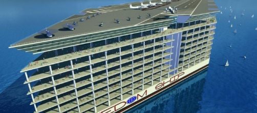 The ship’s commercial district would offer housing facilities for 40,000 people. [Image via GeoBeats News/YouTube]