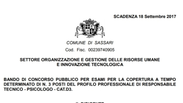 Bandi di concorso per n. 4 psicologi